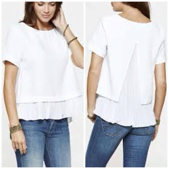 SUNCOO Tops - Suncoo white Lena pleated layered crepe blouse